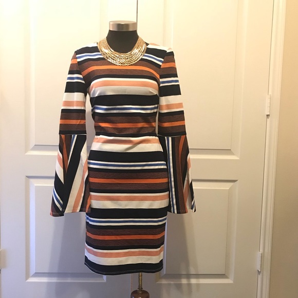 Sugarlips Striped Bell Sleeve Sheath Dress - Picture 3 of 6